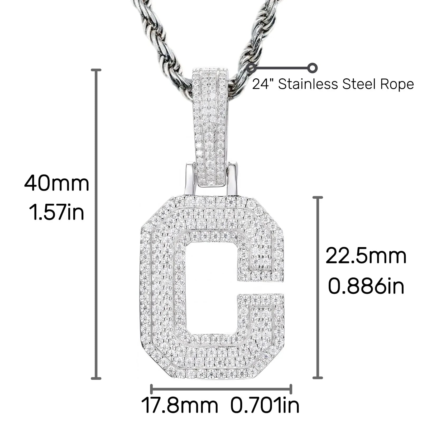 Moissanite Pendant Necklace - A-Z Letter Iced Out