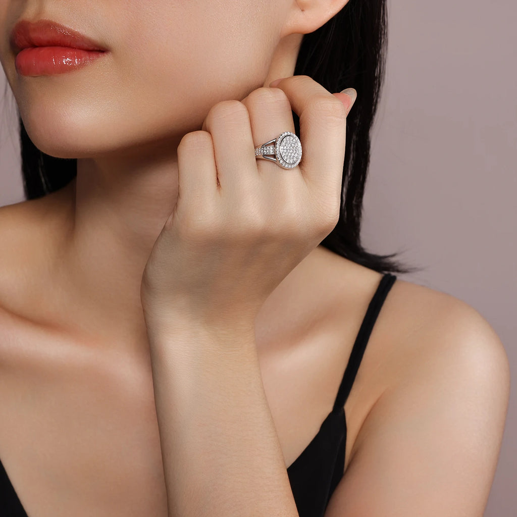 GRA Certified Iced Out Moissanite Ring - 925 Sterling Silver Hip Hop Luxury