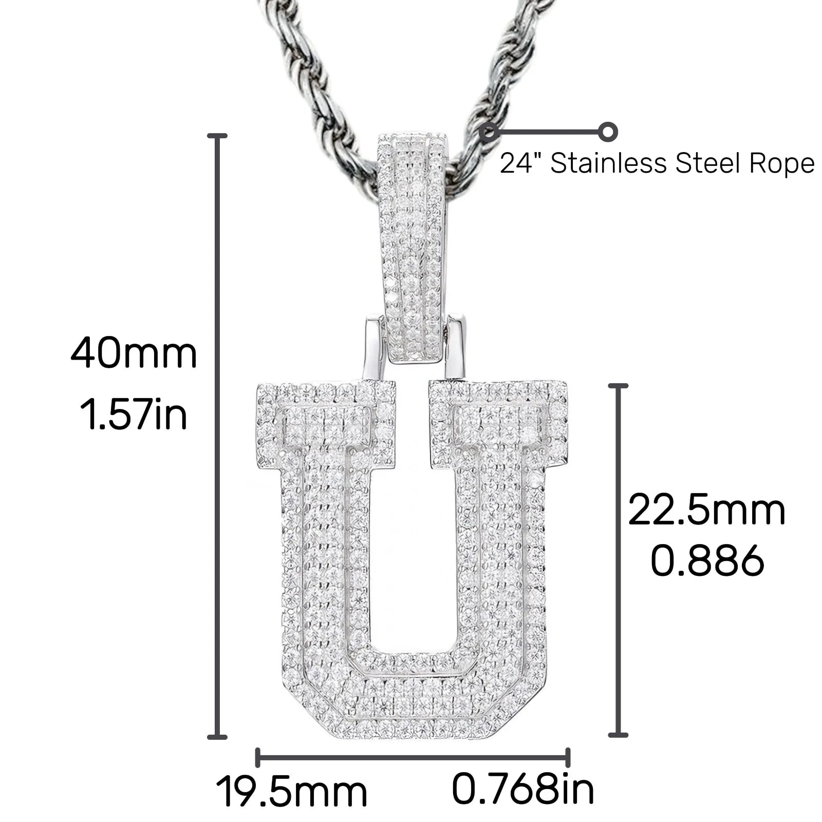 Moissanite Pendant Necklace - A-Z Letter Iced Out