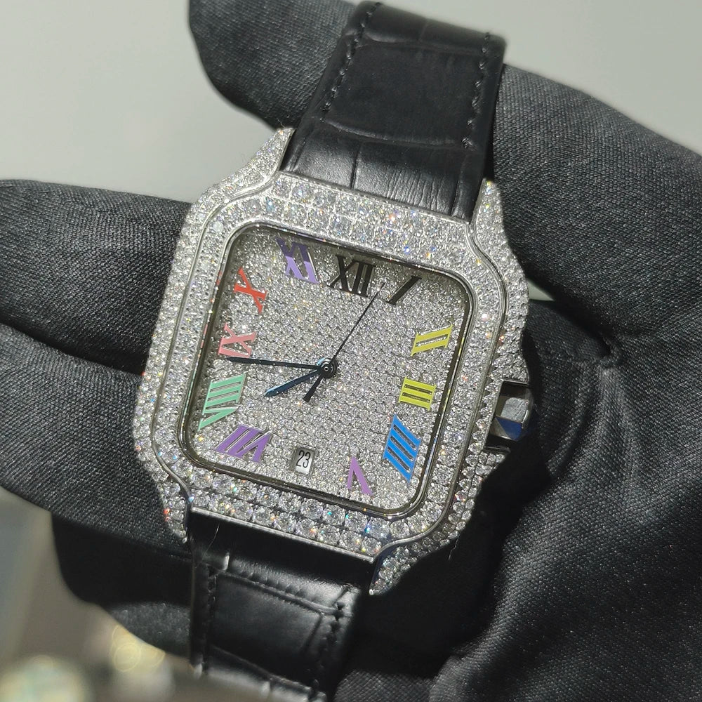 Iced Out VVS Moissanite Automatic Watch - Luxury Mechanical Timepiece