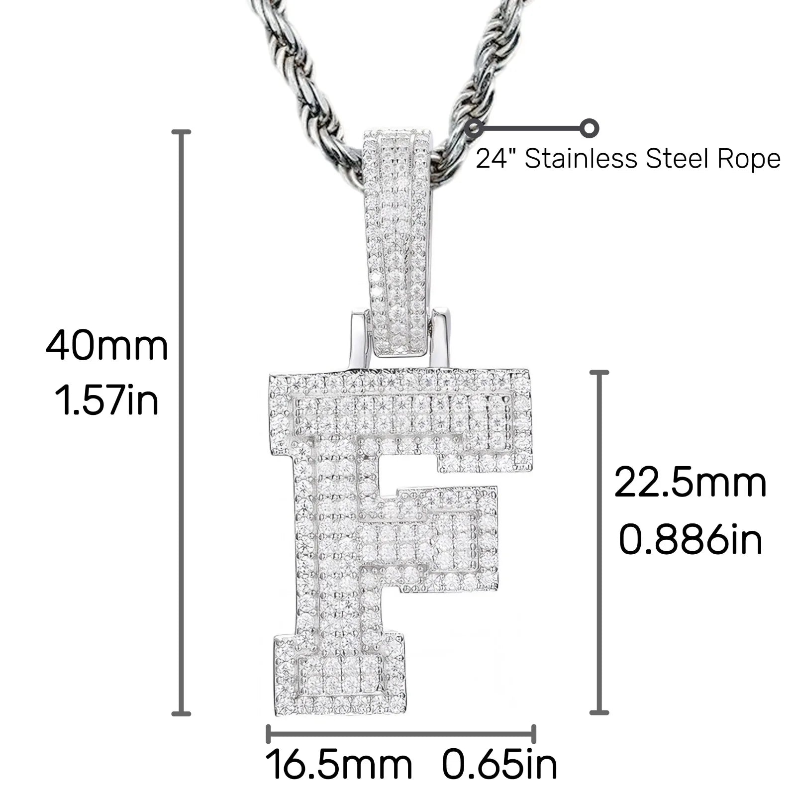 Moissanite Pendant Necklace - A-Z Letter Iced Out
