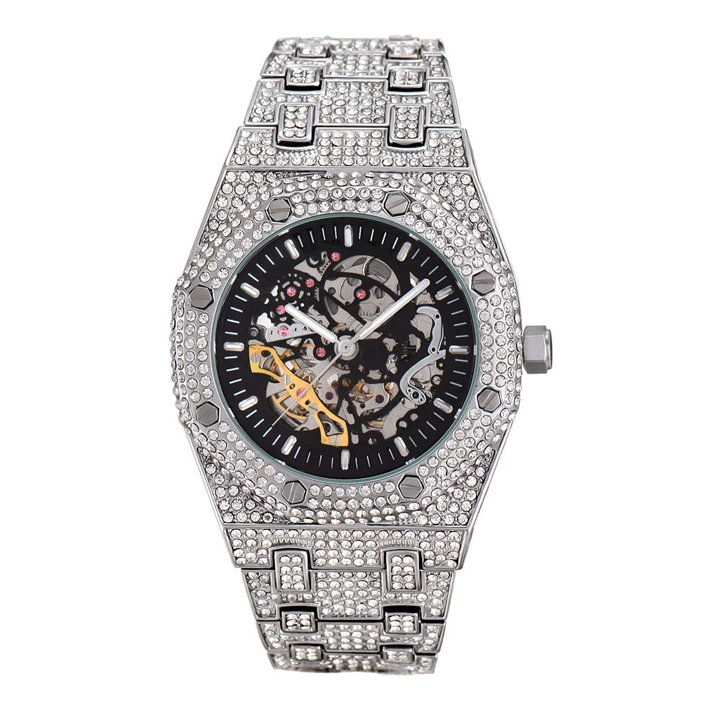 Luxury Rhinestones Watches White Gold Shine