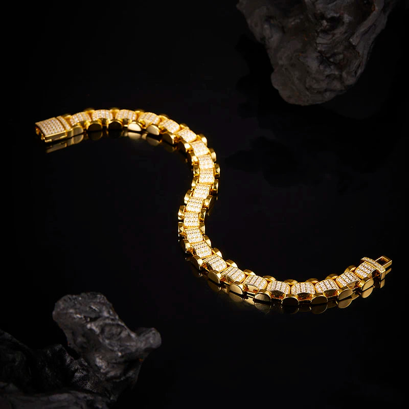 Iced Out Moissanite Cuban Link Bracelet - S925 Silver 18K Gold Plated