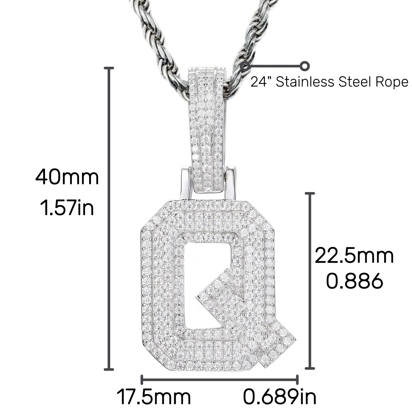 Moissanite Pendant Necklace - A-Z Letter Iced Out