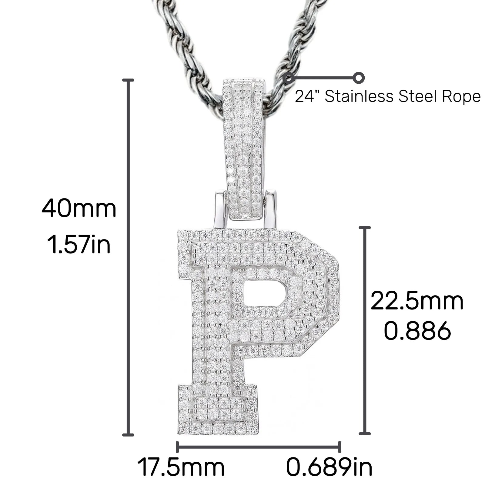 Moissanite Pendant Necklace - A-Z Letter Iced Out