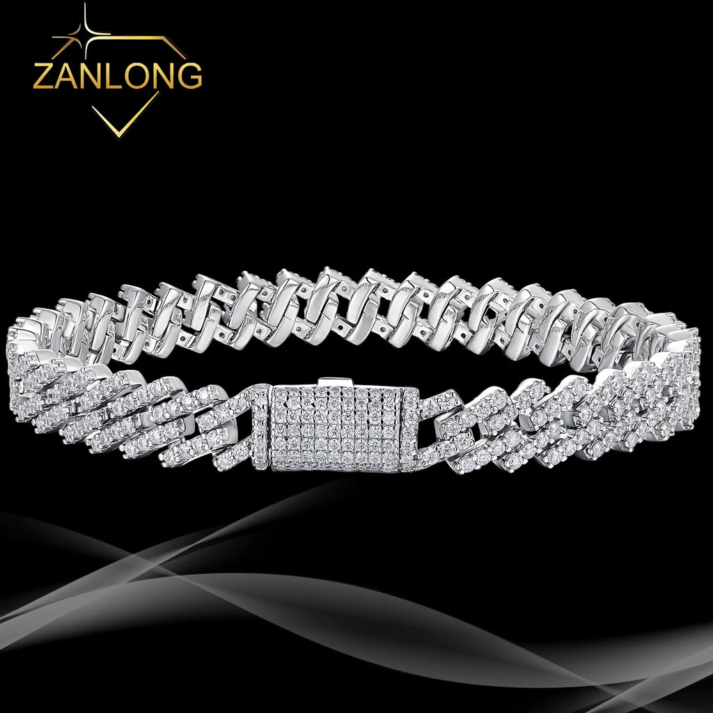 Moissanite Miami Cuban Bracelet - 925 Sterling Silver 18K Gold Plated 8mm