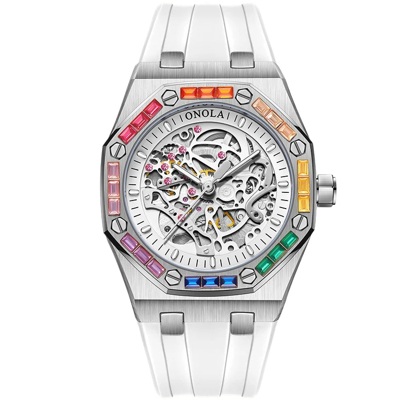 Skeleton Automatic Watch - Diamond Mechanical Timepiece
