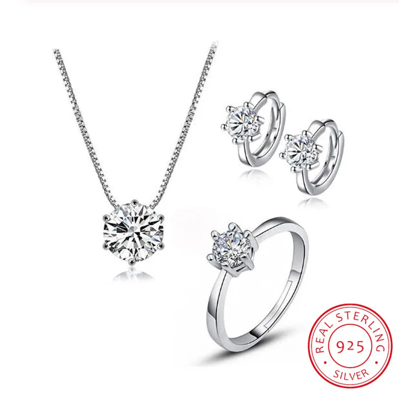 1ct Moissanite Jewelry Set - 925 Sterling Silver Necklace & Earrings DVS