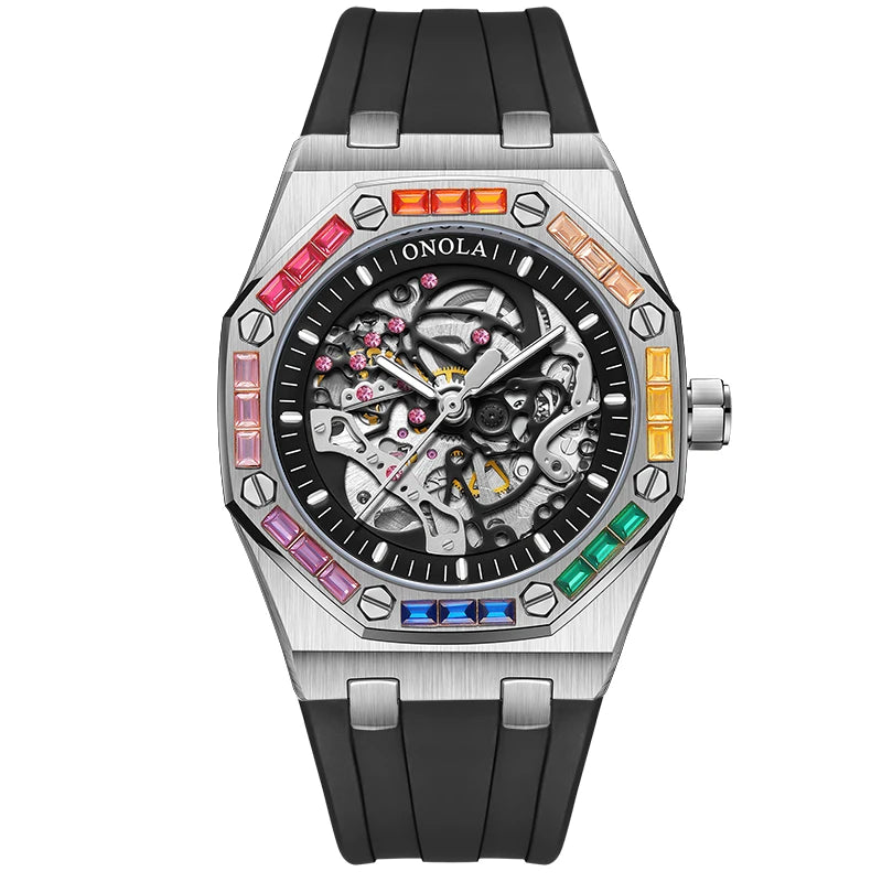 Skeleton Automatic Watch - Diamond Mechanical Timepiece