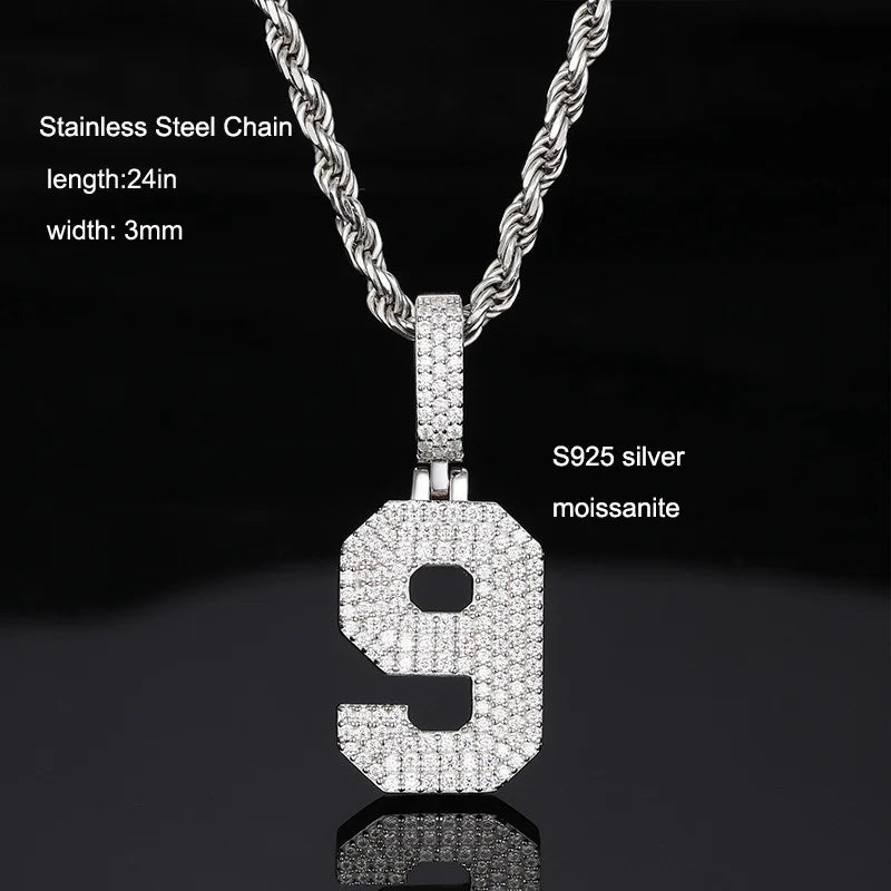 Moissanite Pendant Necklace - A-Z Letter Iced Out