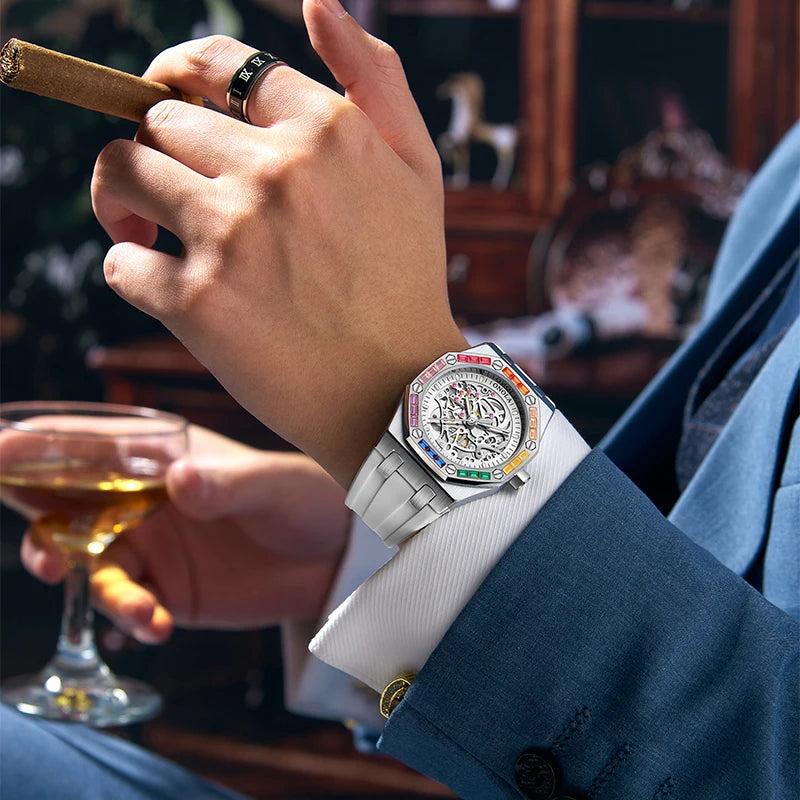 Skeleton Automatic Watch - Diamond Mechanical Timepiece