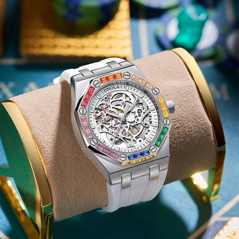 Skeleton Automatic Watch - Diamond Mechanical Timepiece