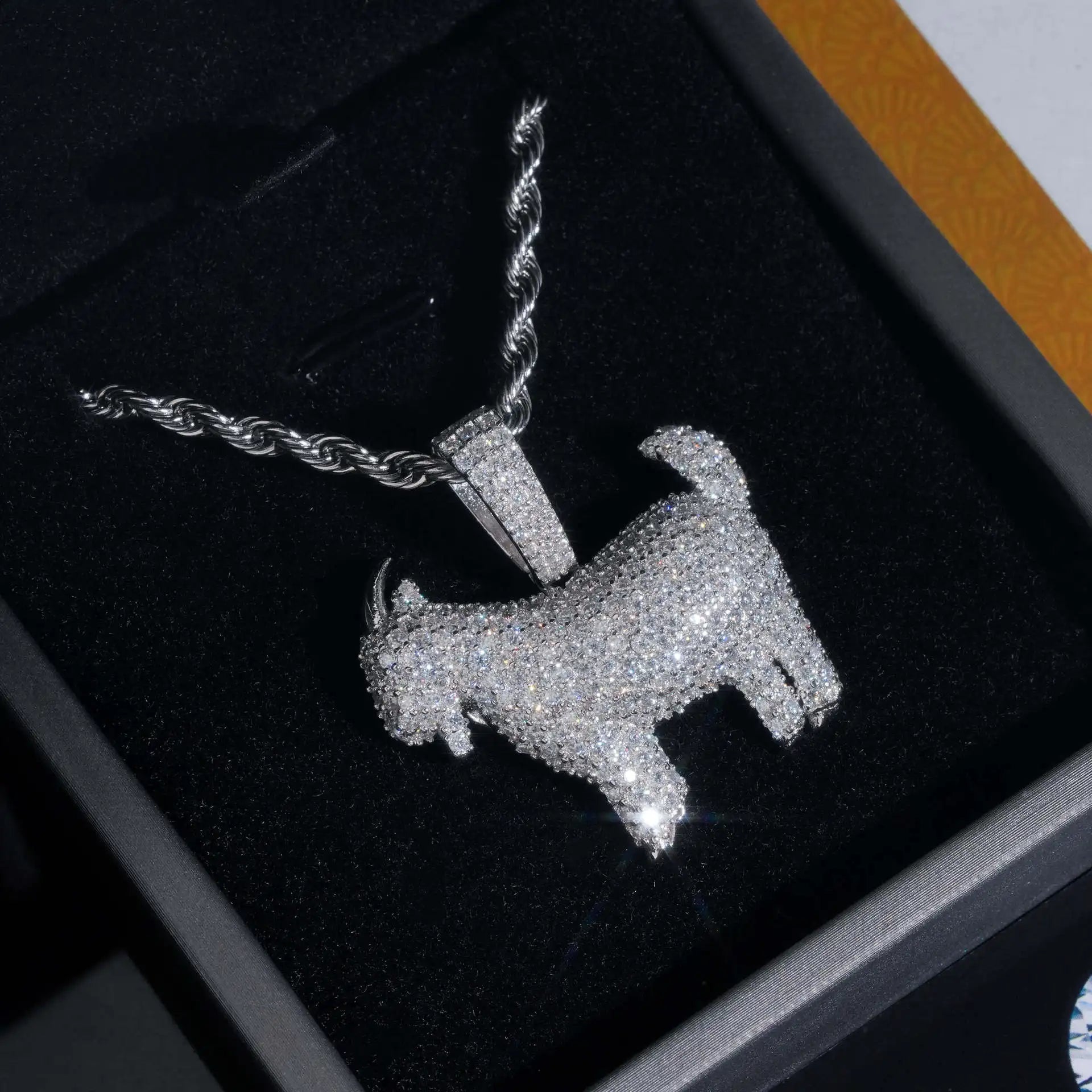 GOAT Iced-Out Moissanite Pendant - 925 Silver Gold Plated