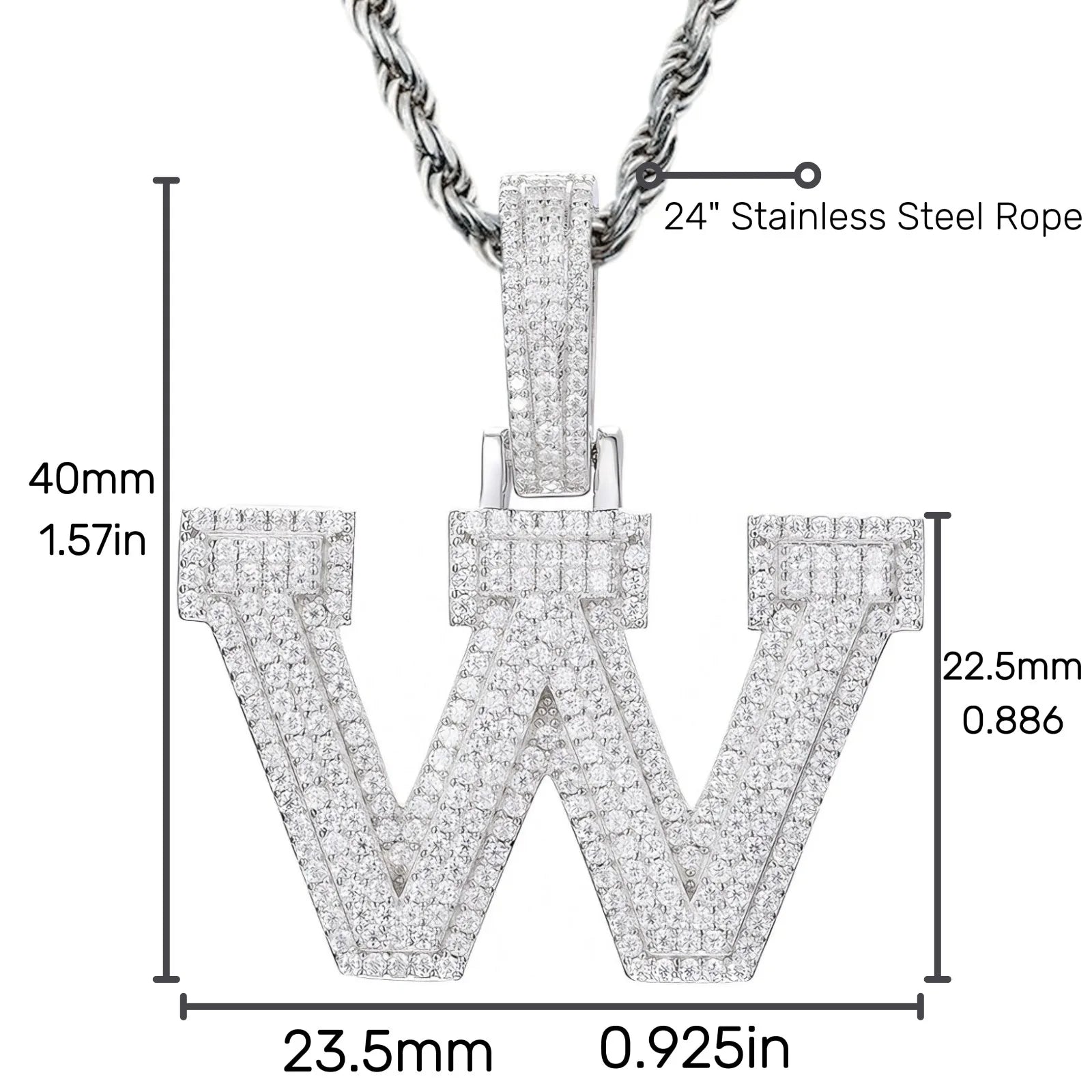 Moissanite Pendant Necklace - A-Z Letter Iced Out