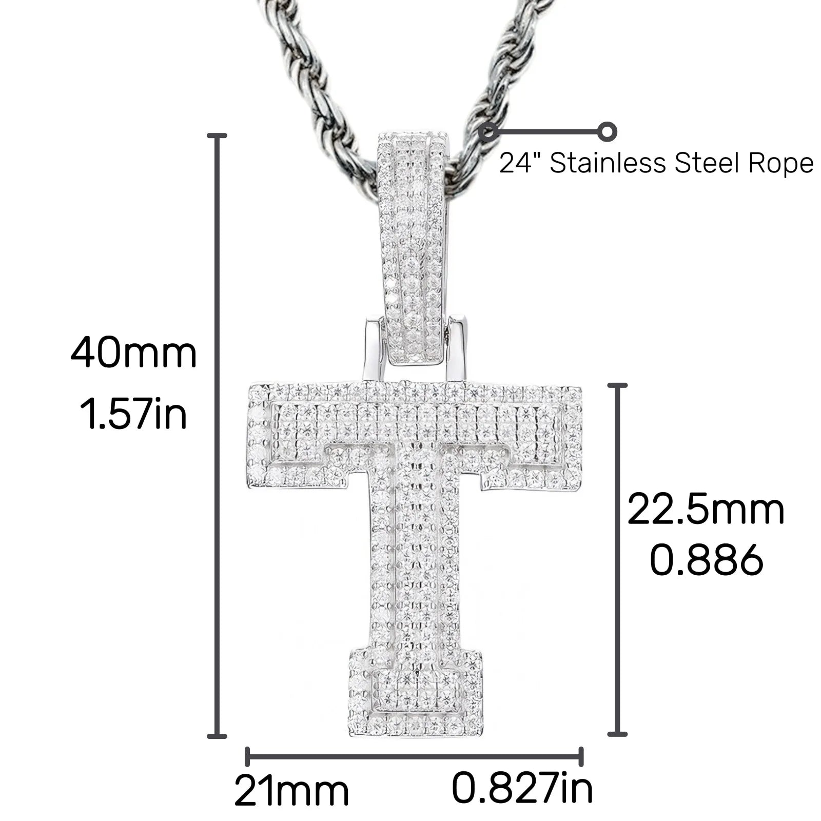 Moissanite Pendant Necklace - A-Z Letter Iced Out