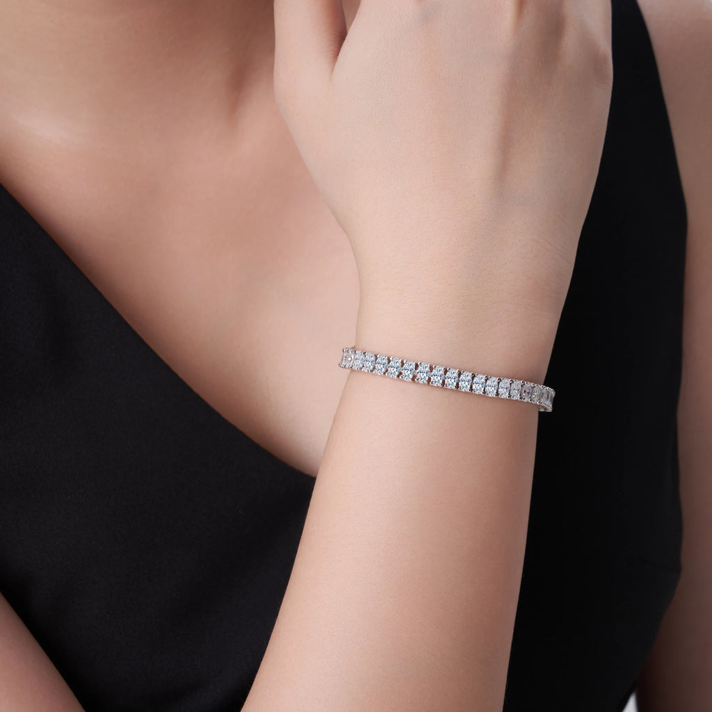 Iced Out Moissanite Tennis Bracelet - 18K Gold Plated 925 Sterling Silver