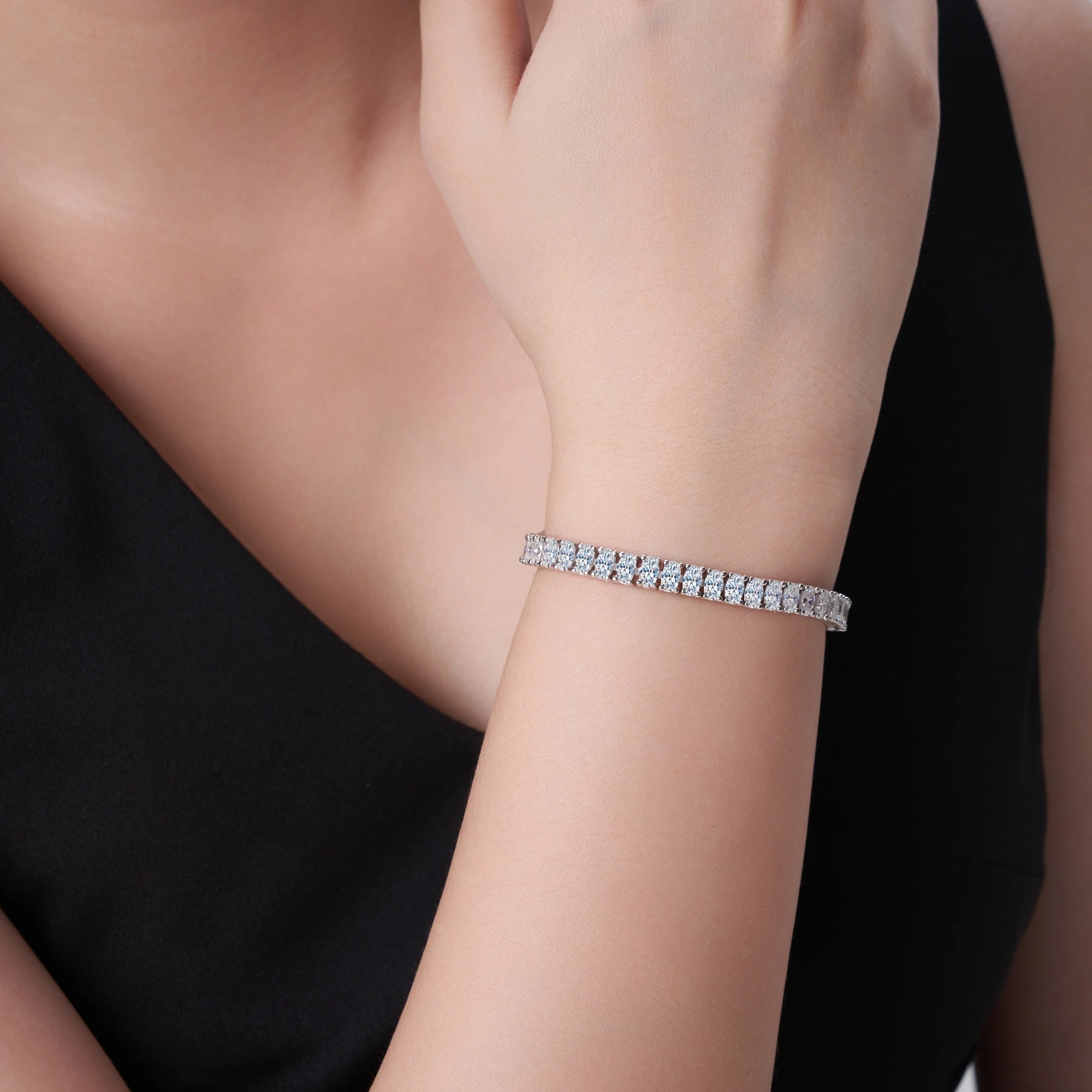 Iced Out Moissanite Tennis Bracelet - 18K Gold Plated 925 Sterling Silver