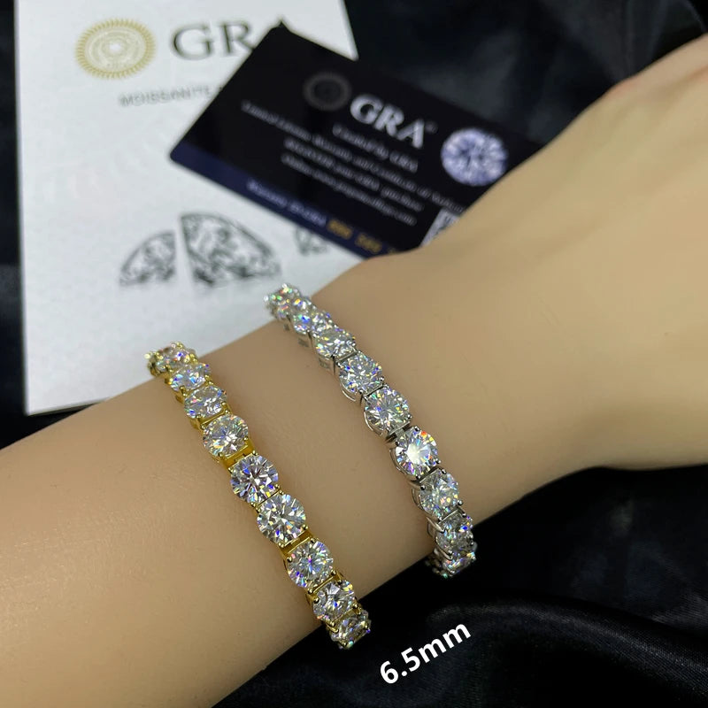 GRA Moissanite Tennis Chain Bracelet Ice Out 925 Silver Bracelet