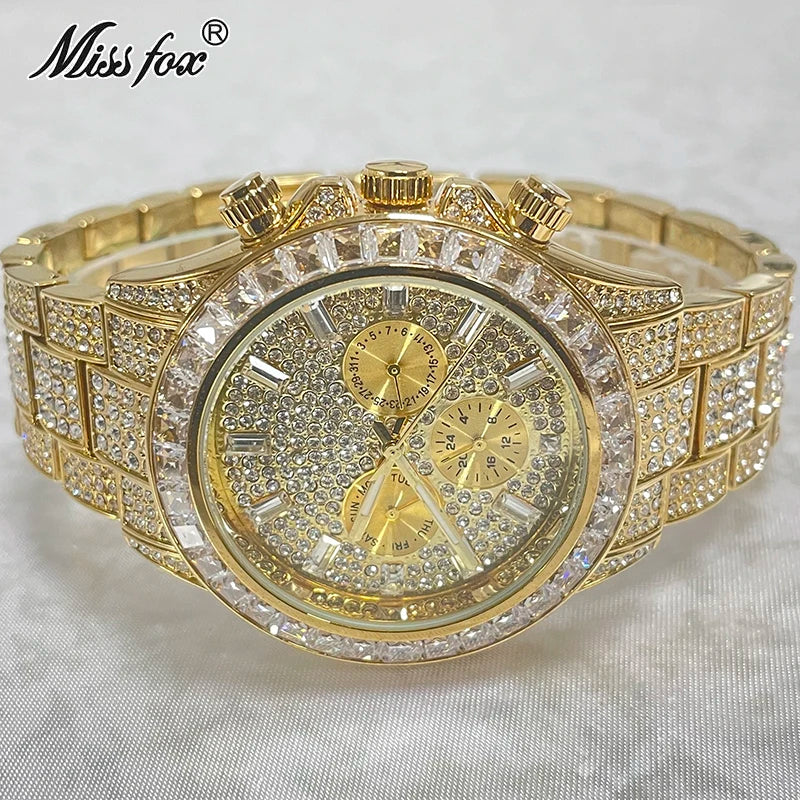 Iced Out Diamond Smart Watch - Gold Luxury Waterproof Timepiece
