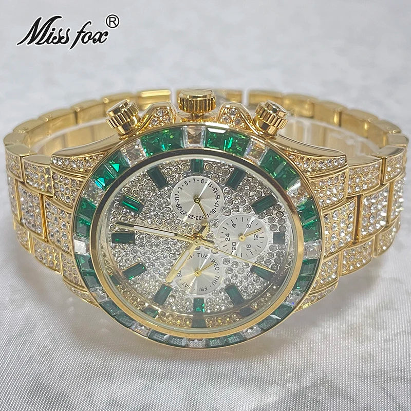 Iced Out Diamond Smart Watch - Gold Luxury Waterproof Timepiece