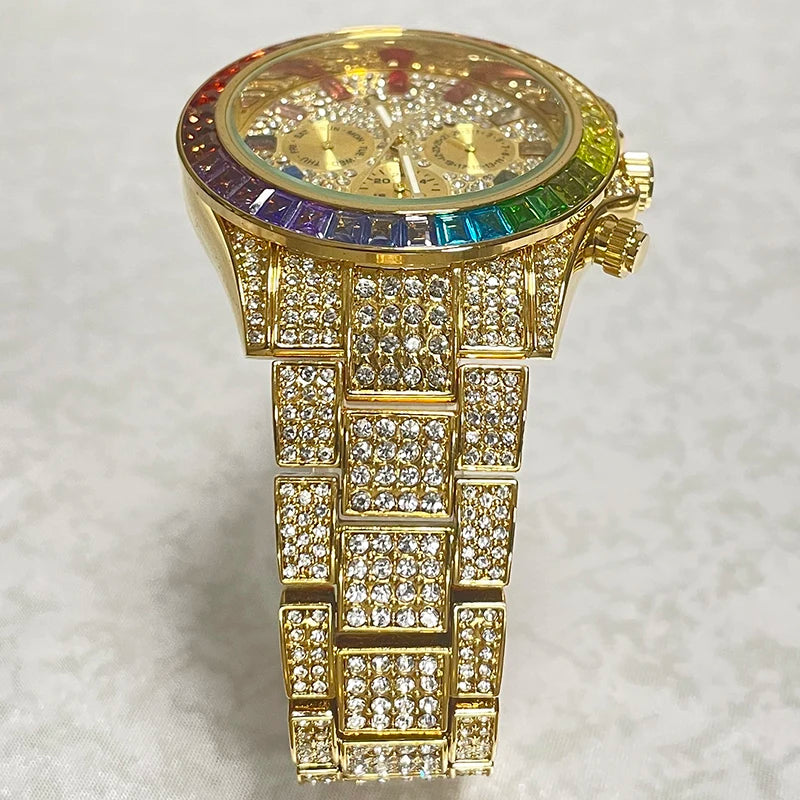 Iced Out Diamond Smart Watch - Gold Luxury Waterproof Timepiece