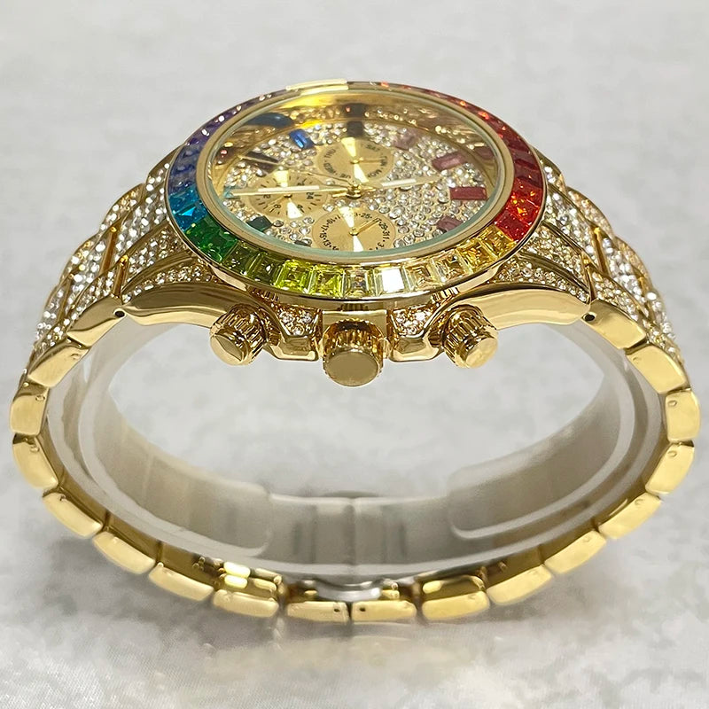 Iced Out Diamond Smart Watch - Gold Luxury Waterproof Timepiece