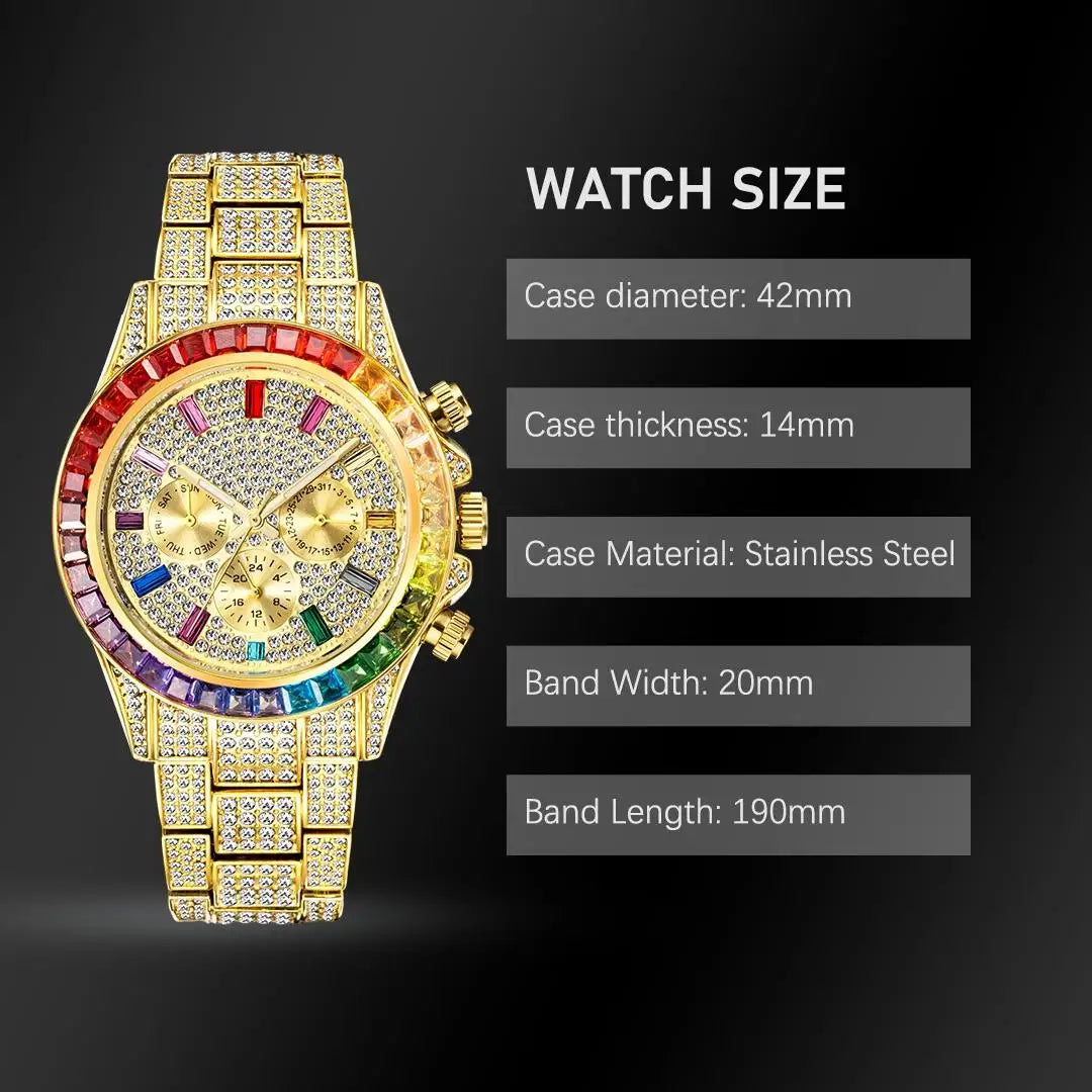 Iced Out Diamond Smart Watch - Gold Luxury Waterproof Timepiece