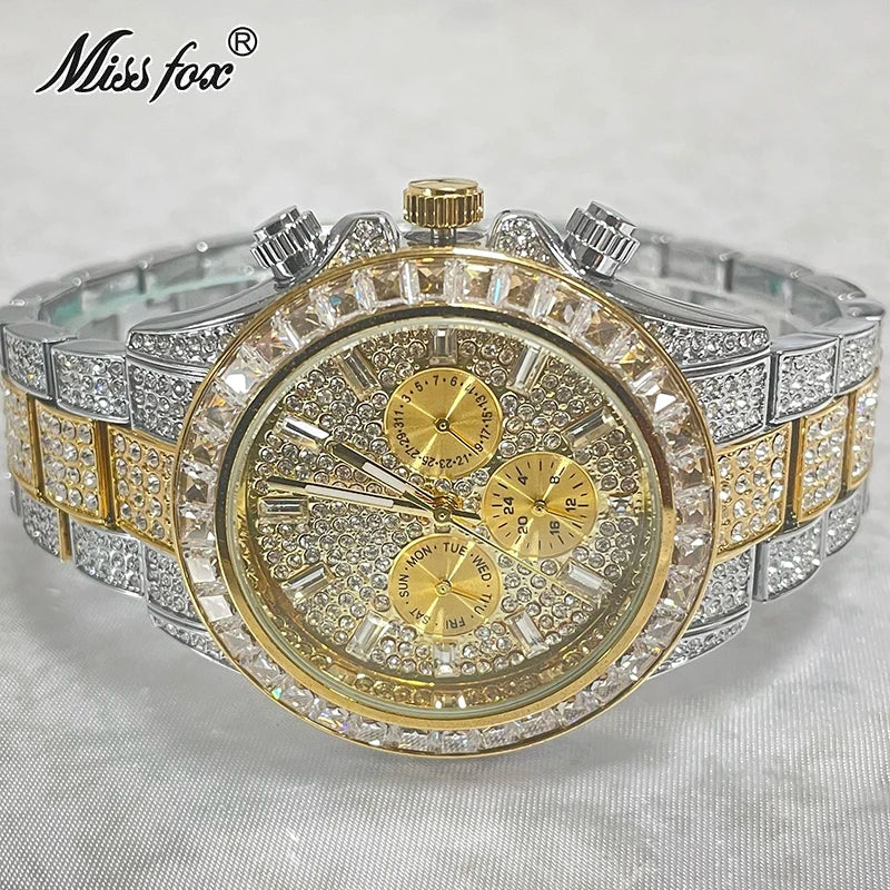 Iced Out Diamond Smart Watch - Gold Luxury Waterproof Timepiece