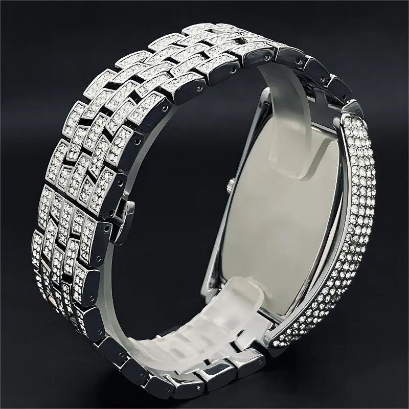 Iced Diamond Tonneau Watch - Luxury Waterproof Quartz