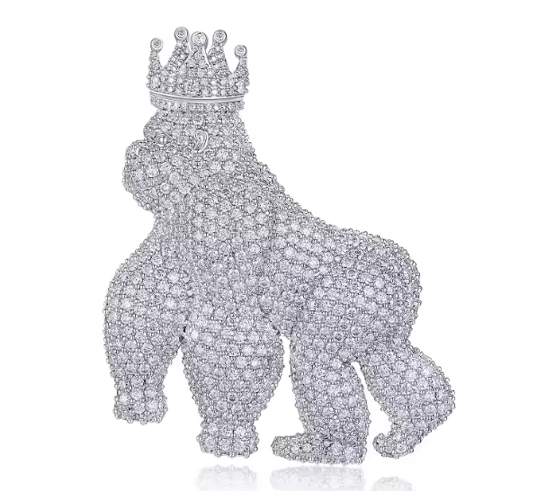 Gorilla King Iced Out Moissanite Pendant - GRA Certified 925 Sterling Silver