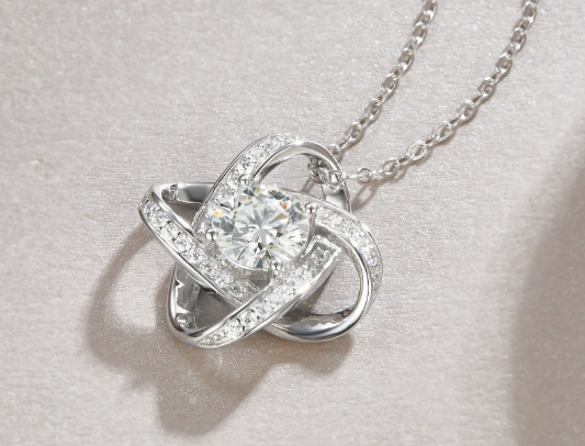 Interlocking Halo Pendant Necklace - Moissanite Infinity Circle Necklace