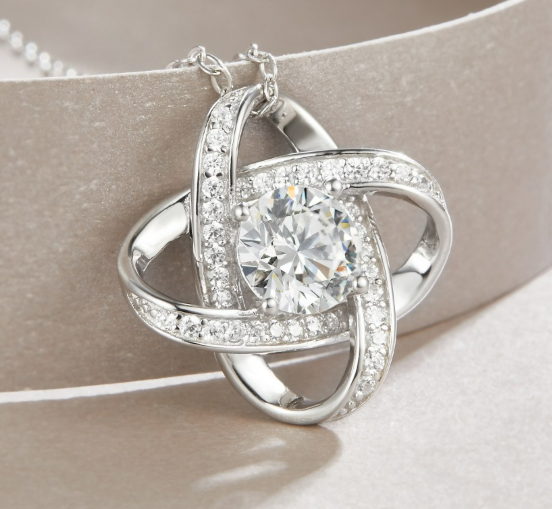 Interlocking Halo Pendant Necklace - Moissanite Infinity Circle Necklace