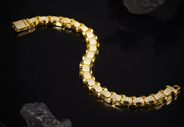 10mm Cuban Link Moissanite Watch Bracelet – 925 Sterling Silver 18K Gold Plated