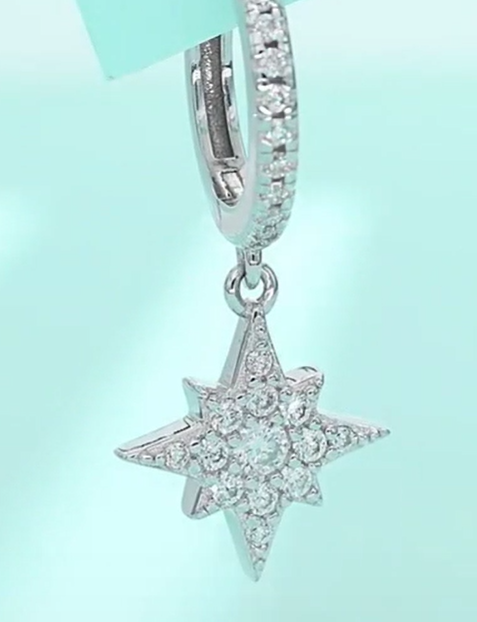 Celestial Star & Moon Dangle Earrings - 925 Sterling Silver