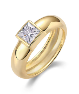 Celestial Princess-Cut Accent Band Ring with Moissanite