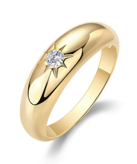 Celestial Star Accent Dome Band Ring with Moissanite