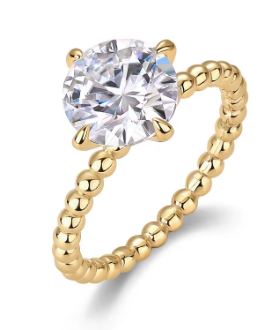 Celestial Beaded Band Solitaire Moissanite Ring