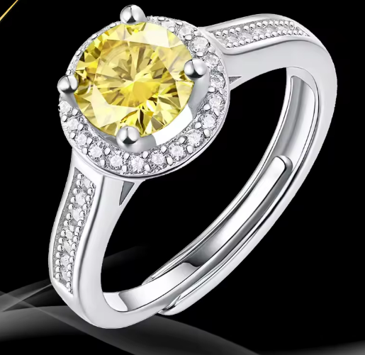 Celestial Halo Moissanite Ring with Colored Center Stone