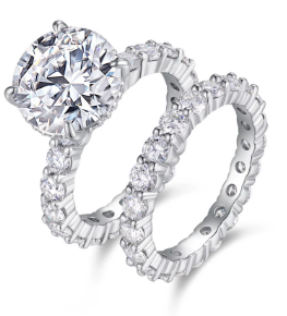 Celestial Bridal Ring Set - Round Solitaire & Eternity Band