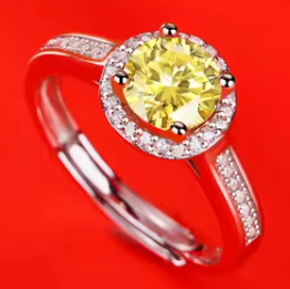 Celestial Halo Moissanite Ring with Colored Center Stone