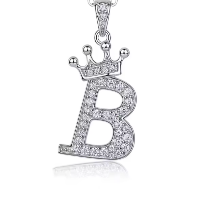 Iced-Out Initial Letter Pendant - Personalized A-Z Moissanite Necklace