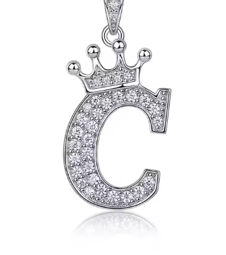 Iced-Out Initial Letter Pendant - Personalized A-Z Moissanite Necklace