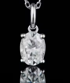 Oval Cut Moissanite Jewelry Set - 18K White Gold Plated 925 Sterling Silver