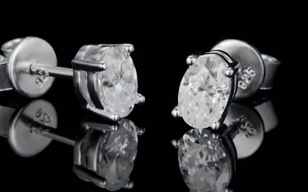 Oval Cut Moissanite Jewelry Set - 18K White Gold Plated 925 Sterling Silver