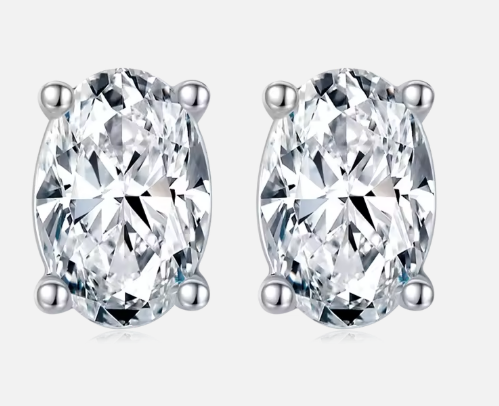 Oval Cut Moissanite Jewelry Set - 18K White Gold Plated 925 Sterling Silver