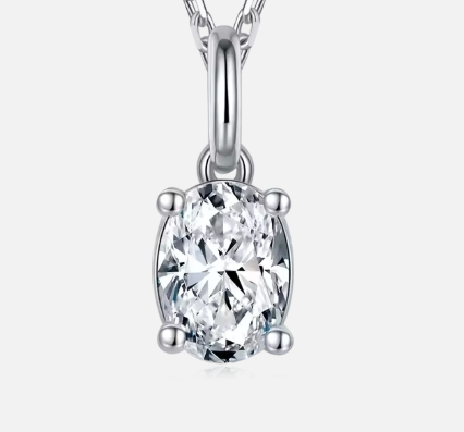 Oval Cut Moissanite Jewelry Set - 18K White Gold Plated 925 Sterling Silver