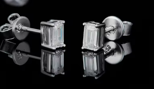 Emerald Cut Moissanite Set - Earrings & Pendant