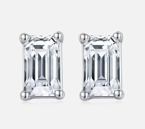Emerald Cut Moissanite Set - Earrings & Pendant
