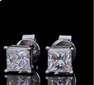 Princess Cut Moissanite Set - Earrings & Pendant