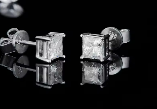 Princess Cut Moissanite Set - Earrings & Pendant